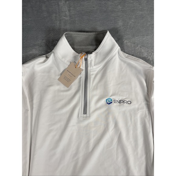 Peter Millar Perth Pullover Mens Medium White Performance 1/4 Zip Golf Stretch